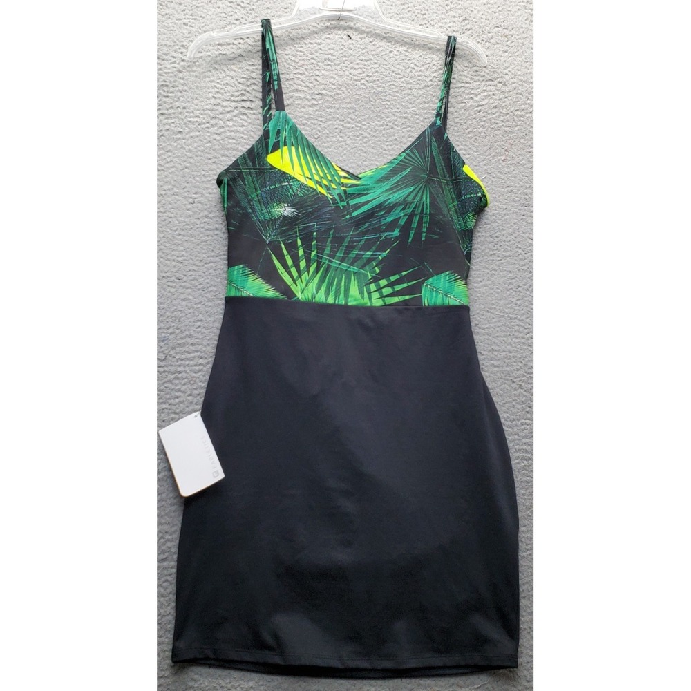 Fabletics Malindi Dress Womens XL Multi Tropical Palm Print Criss Cross Back